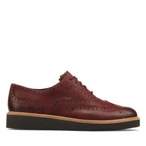 Ploché Topánky Clarks Baille Brogue Damske Bordove | CLK086XKI