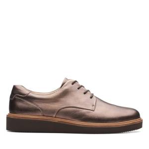 Ploché Topánky Clarks Baille Cipkovane Damske Meta | CLK439PCQ