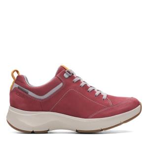 Ploché Topánky Clarks Wave 2.0 Cipkovane. Damske Červené | CLK782WOM