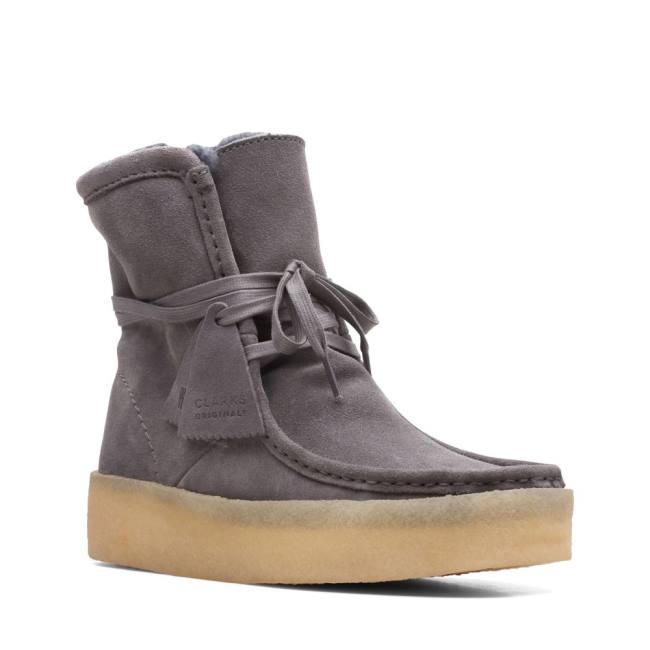 Casual Cizmy Clarks Wallabee Cup Hi Damske Siva | CLK623VXH