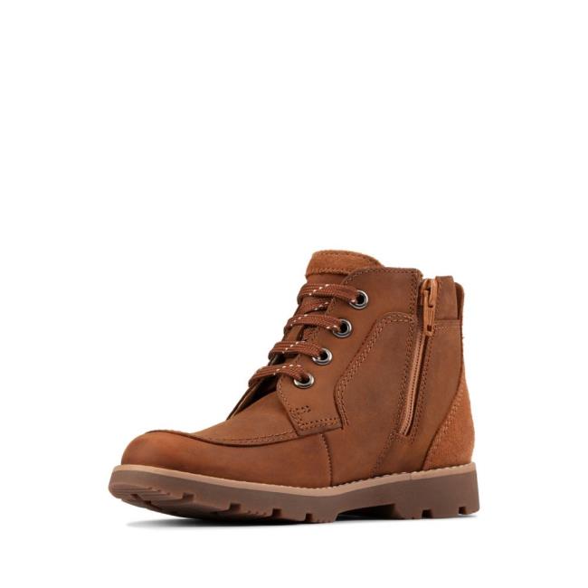 Originals Čižmy Clarks Heath Cipkovane Kid Chlapcenske Hnede | CLK783WLO