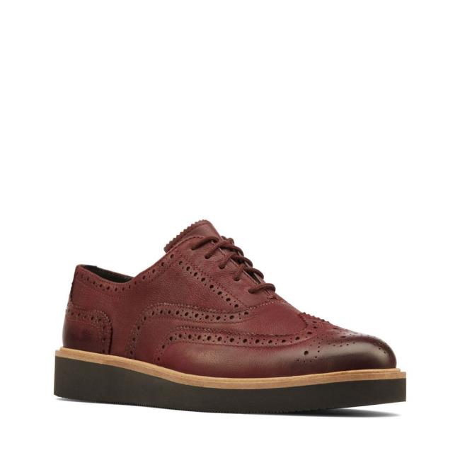 Ploché Topánky Clarks Baille Brogue Damske Bordove | CLK086XKI