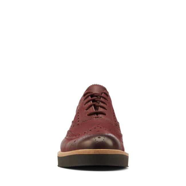 Ploché Topánky Clarks Baille Brogue Damske Bordove | CLK086XKI