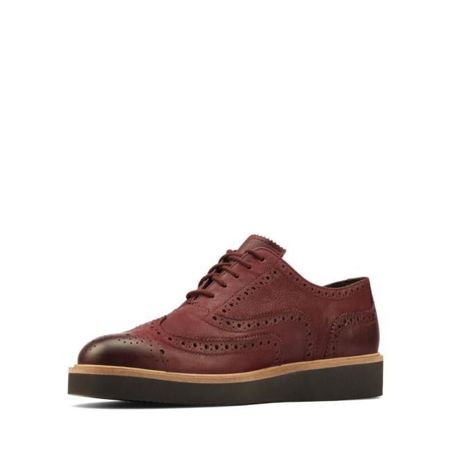 Ploché Topánky Clarks Baille Brogue Damske Bordove | CLK086XKI