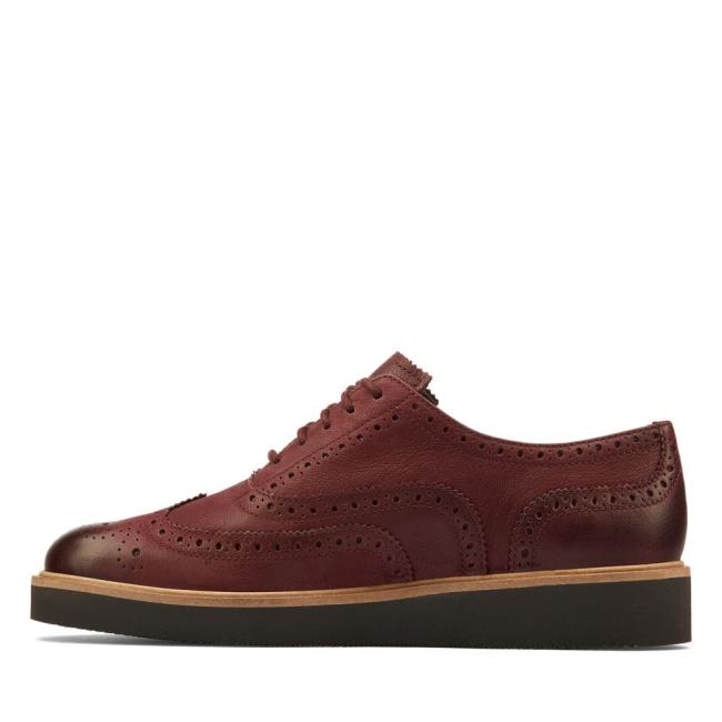 Ploché Topánky Clarks Baille Brogue Damske Bordove | CLK086XKI