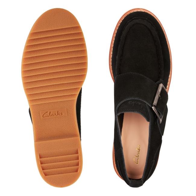 Ploché Topánky Clarks Eden Stredne Monk Damske Čierne | CLK521VYM