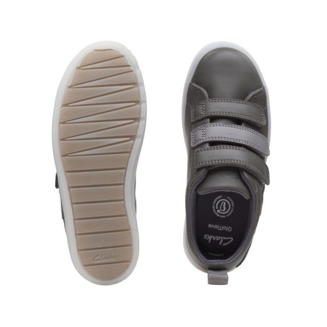 Skolske Topanky Clarks Flare Bug Kid Chlapcenske Tmavo Siva | CLK465KVU