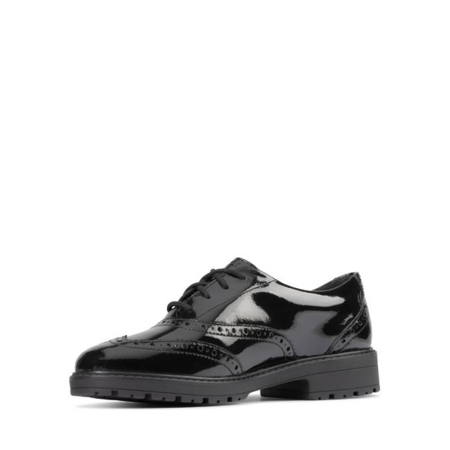 Skolske Topanky Clarks Loxham Brogue Youth Dievcenske Čierne | CLK729OIK