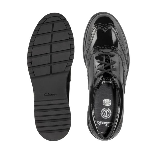 Skolske Topanky Clarks Loxham Brogue Youth Dievcenske Čierne | CLK729OIK