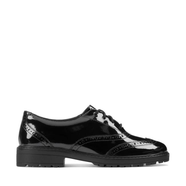 Skolske Topanky Clarks Loxham Brogue Youth Dievcenske Čierne | CLK729OIK