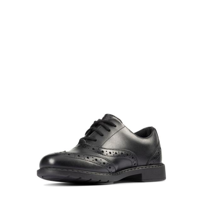 Skolske Topanky Clarks Scala Brogue Kid Dievcenske Čierne | CLK219LIQ