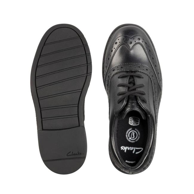 Skolske Topanky Clarks Scala Brogue Kid Dievcenske Čierne | CLK219LIQ