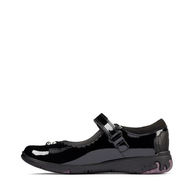 Skolske Topanky Clarks Sea Shimmer Kid Dievcenske Čierne | CLK186KTZ