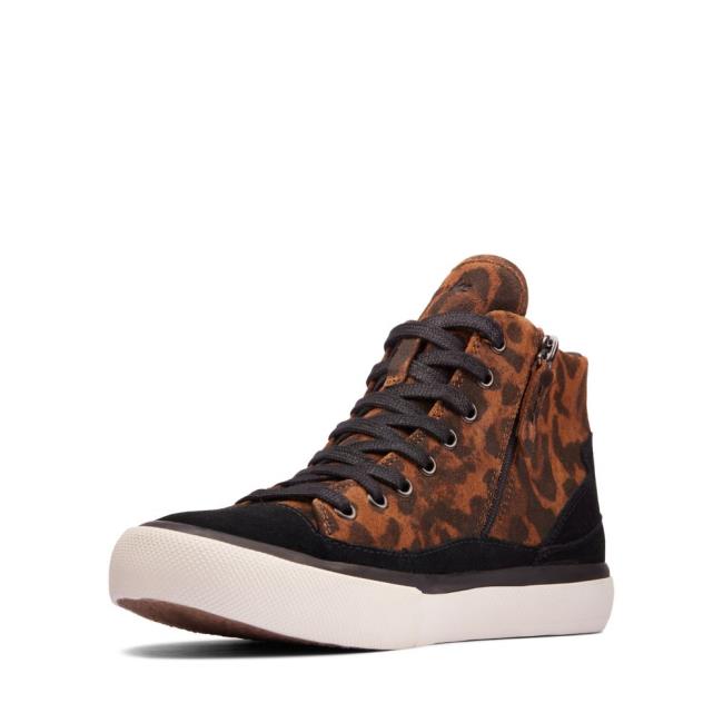 Tenisky Clarks Aceley Zip Hi Damske Leopardie | CLK732ZLI